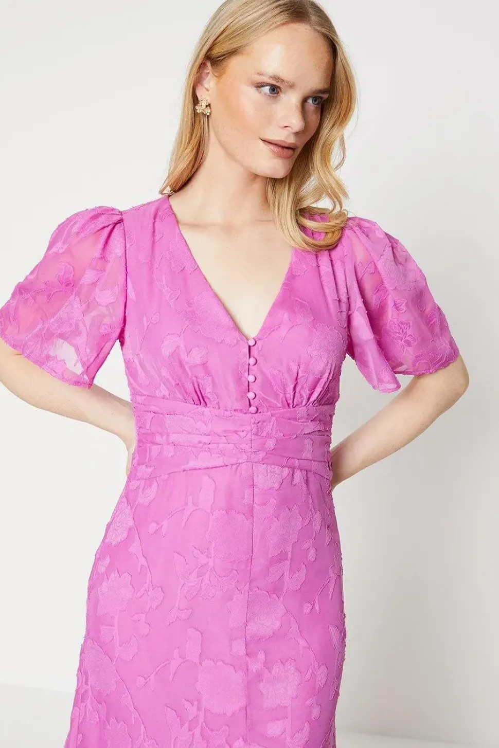 Occasion Button Jaquard Midi Dress