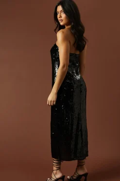 Occasion Clear Sequin Bandeau Maxi Dress