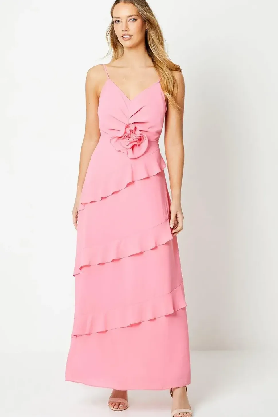 Occasion Corsage Ruffle Maxi Dress