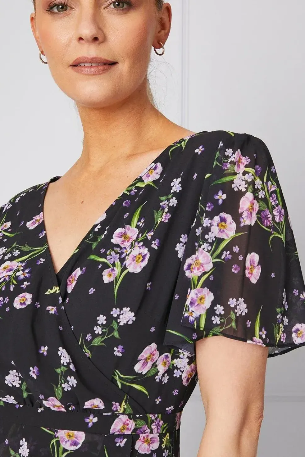 Occasion Ditsy Floral Ruffle Peplum Midi Dress