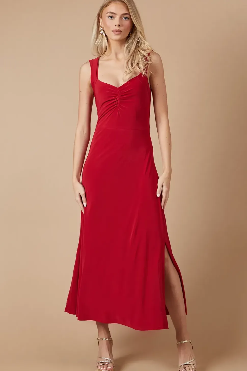 Occasion Double Jersey Ruched Midaxi Dress