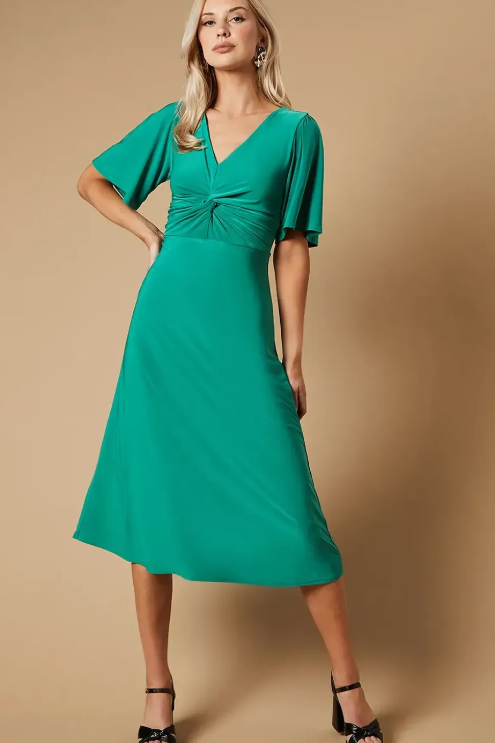 Occasion Double Jersey Twist Midi Dress