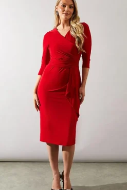 Occasion Drape Ruched Waist Midi Dress