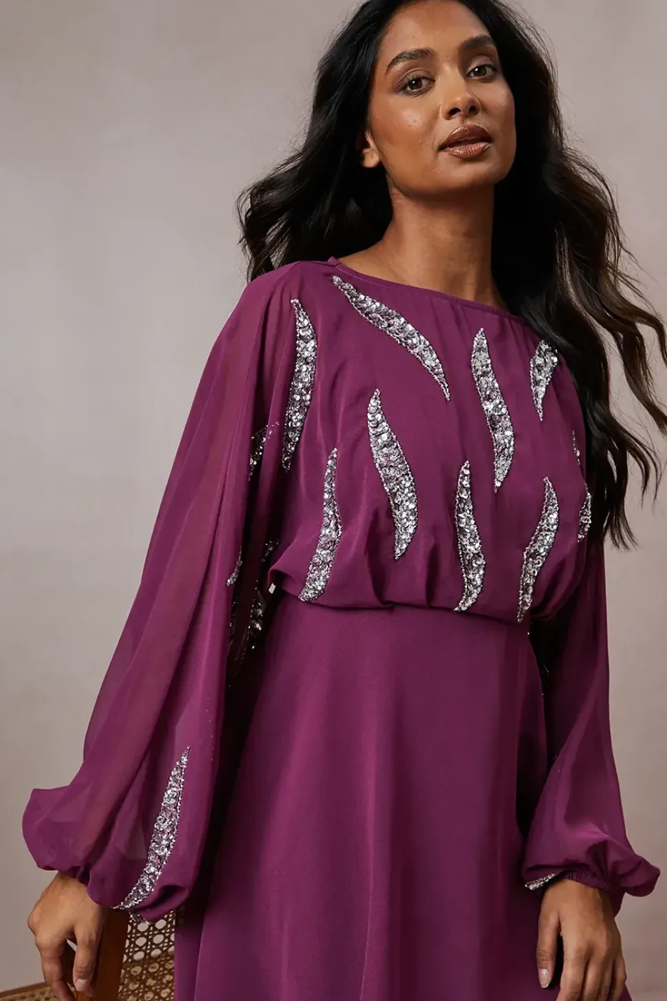 Occasion Embellished Batwing Mini Dress