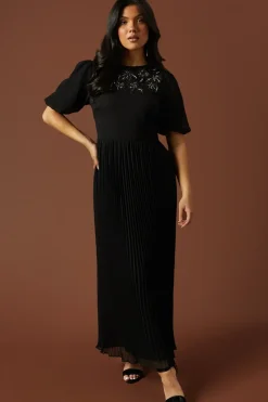 Occasion Embellished Pleated Maxi Dress