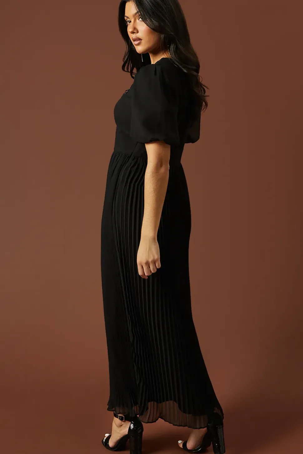 Occasion Embellished Pleated Maxi Dress