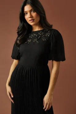 Occasion Embellished Pleated Maxi Dress
