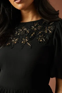 Occasion Embellished Pleated Maxi Dress