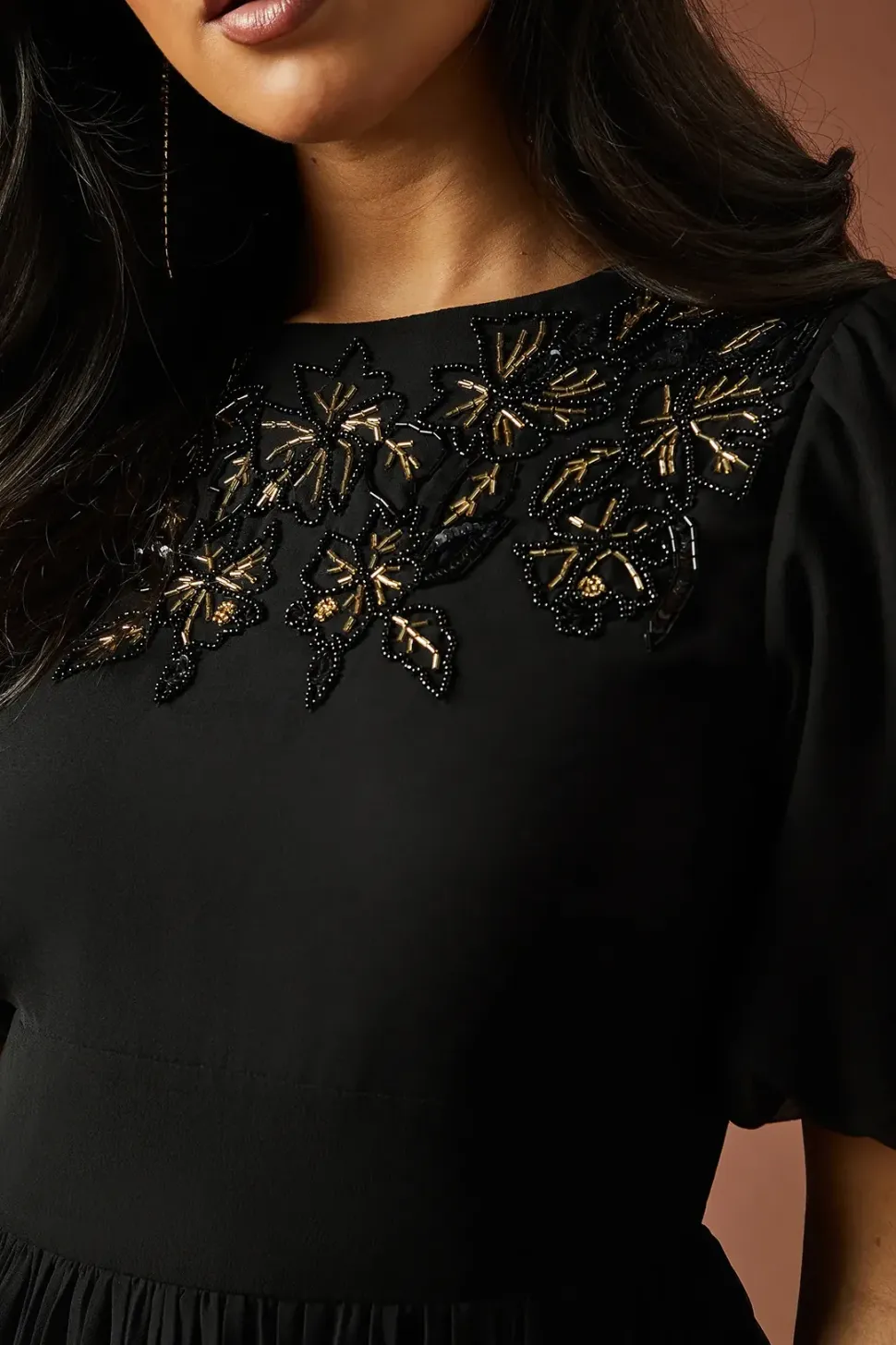 Occasion Embellished Pleated Maxi Dress