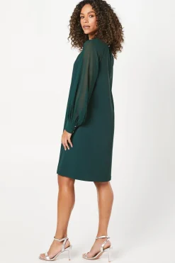 Occasion Embellished Sequin Chiffon Sleeve Shift Dress