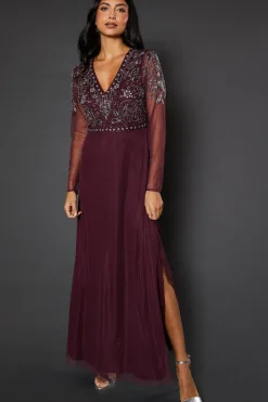 Occasion Embellished Sequin Mesh Maxi Dress