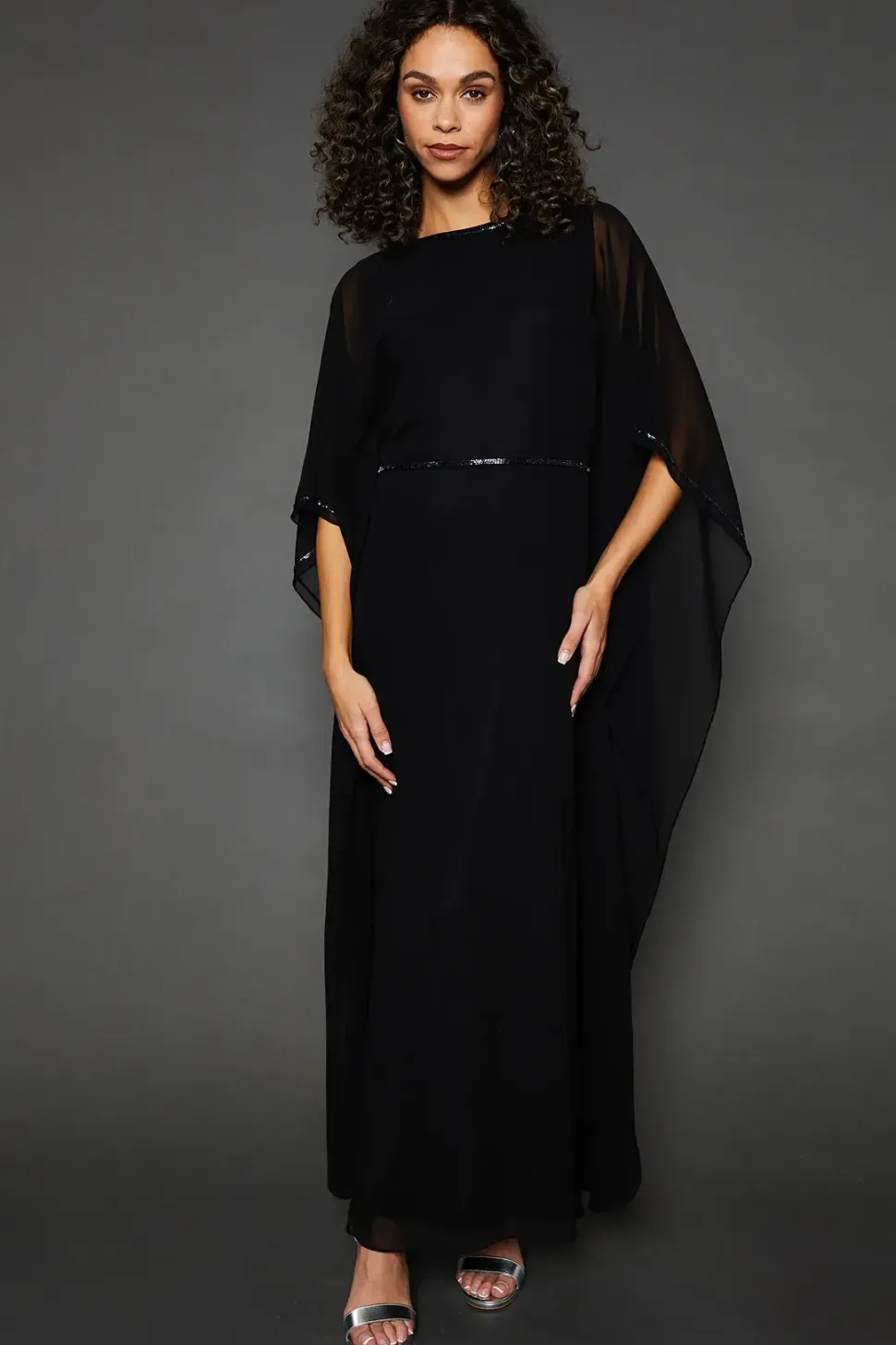 Occasion Embellsihed Kimono Sleeve Maxi Dress