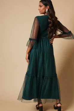 Occasion Embroidered Mesh Tiered Midaxi Dress