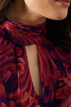 Occasion Feather Tie Back Midi Dress