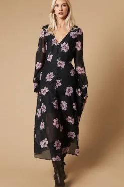 Occasion Floral Button Midaxi Dress