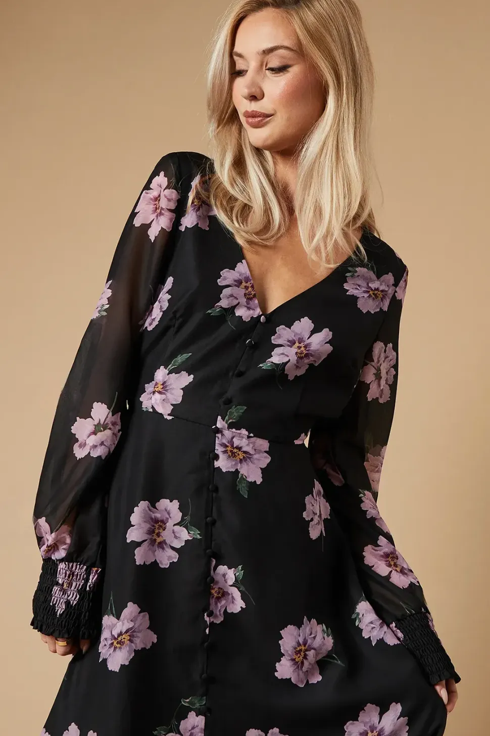 Occasion Floral Button Midaxi Dress
