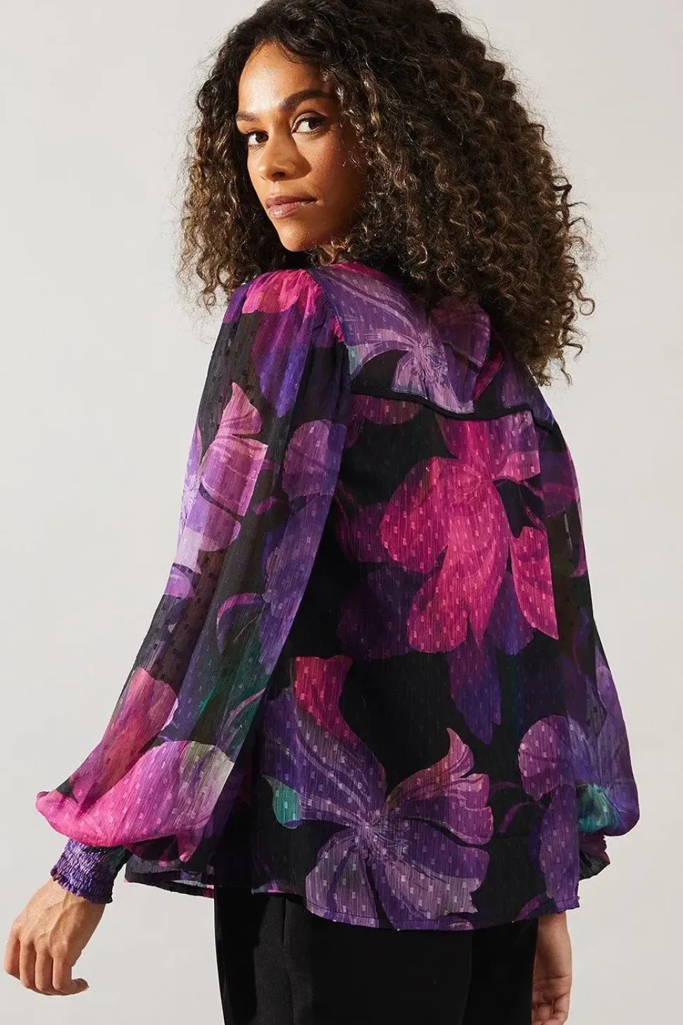 Occasion Floral Dobby High Neck Blouse