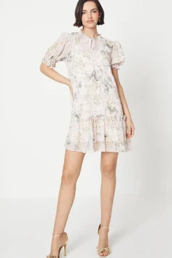 Occasion Floral Embroidered Smock Dress