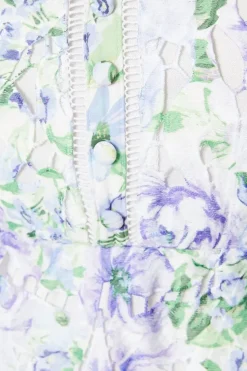 Occasion Floral Lace Button Through Midi Dress