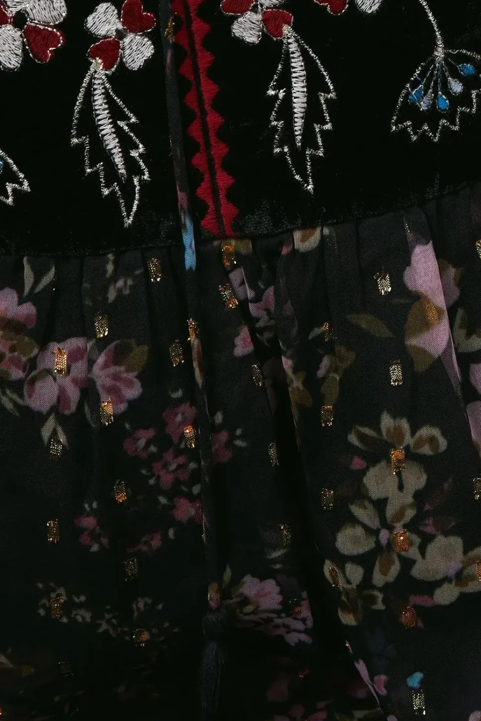 Occasion Floral Metallic Embroidered Smock Dress