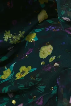 Occasion Floral Metallic Spot Tiered Midaxi Dress