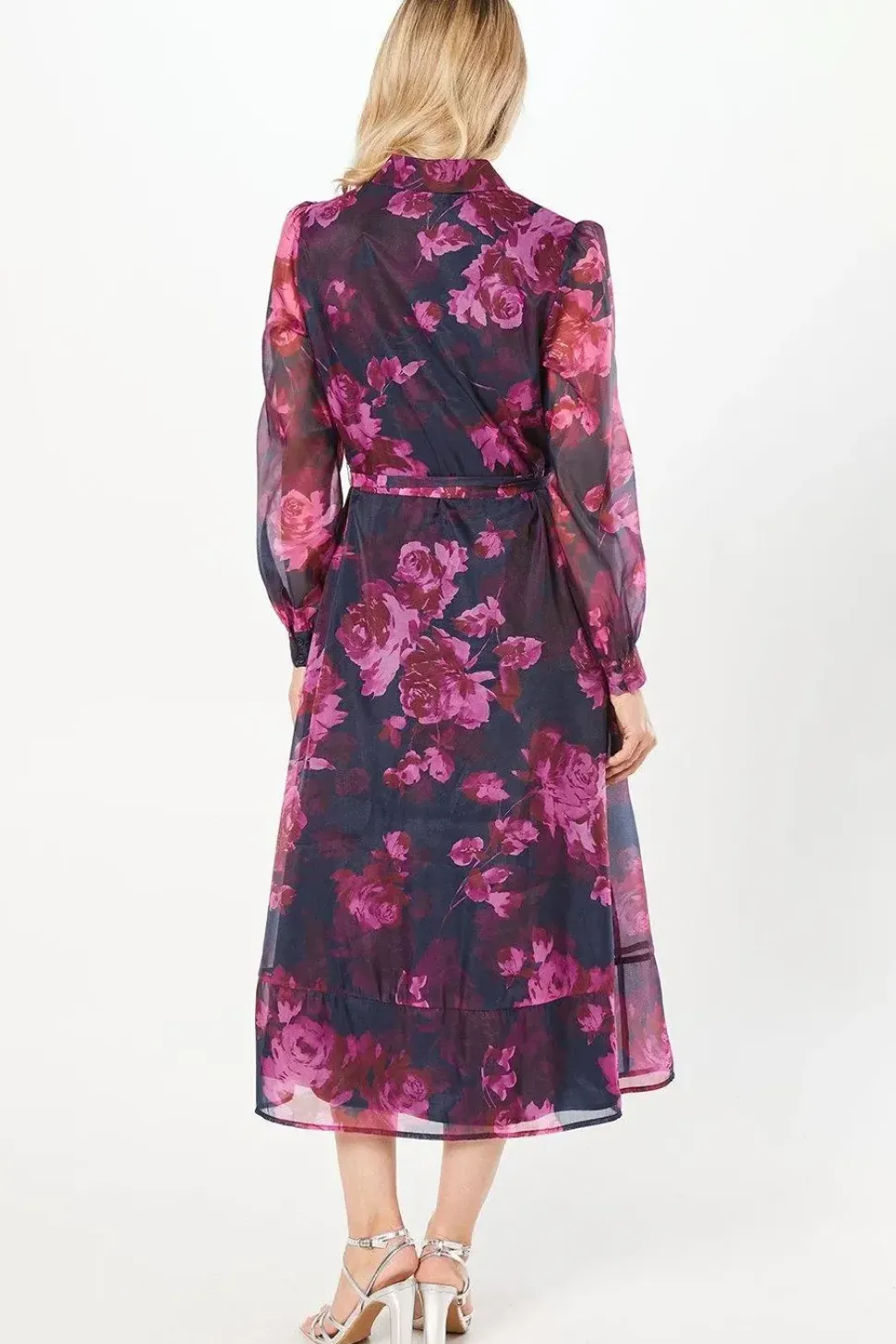 Occasion Floral Organza Shirt Midi Dress