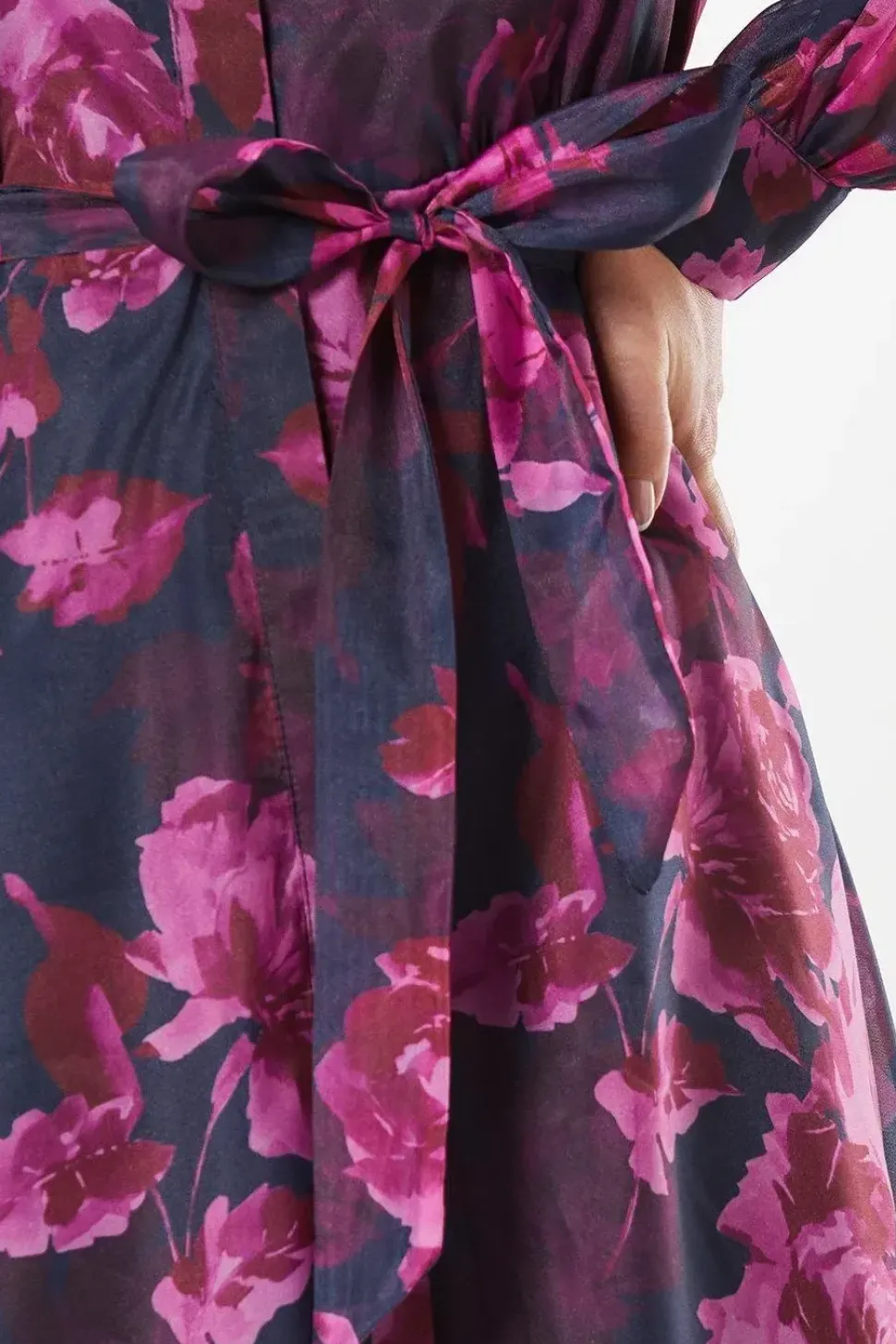 Occasion Floral Organza Shirt Midi Dress