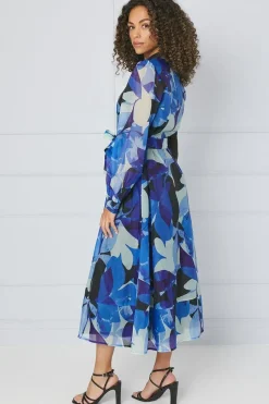 Occasion Floral Organza Shirt Midi Dress