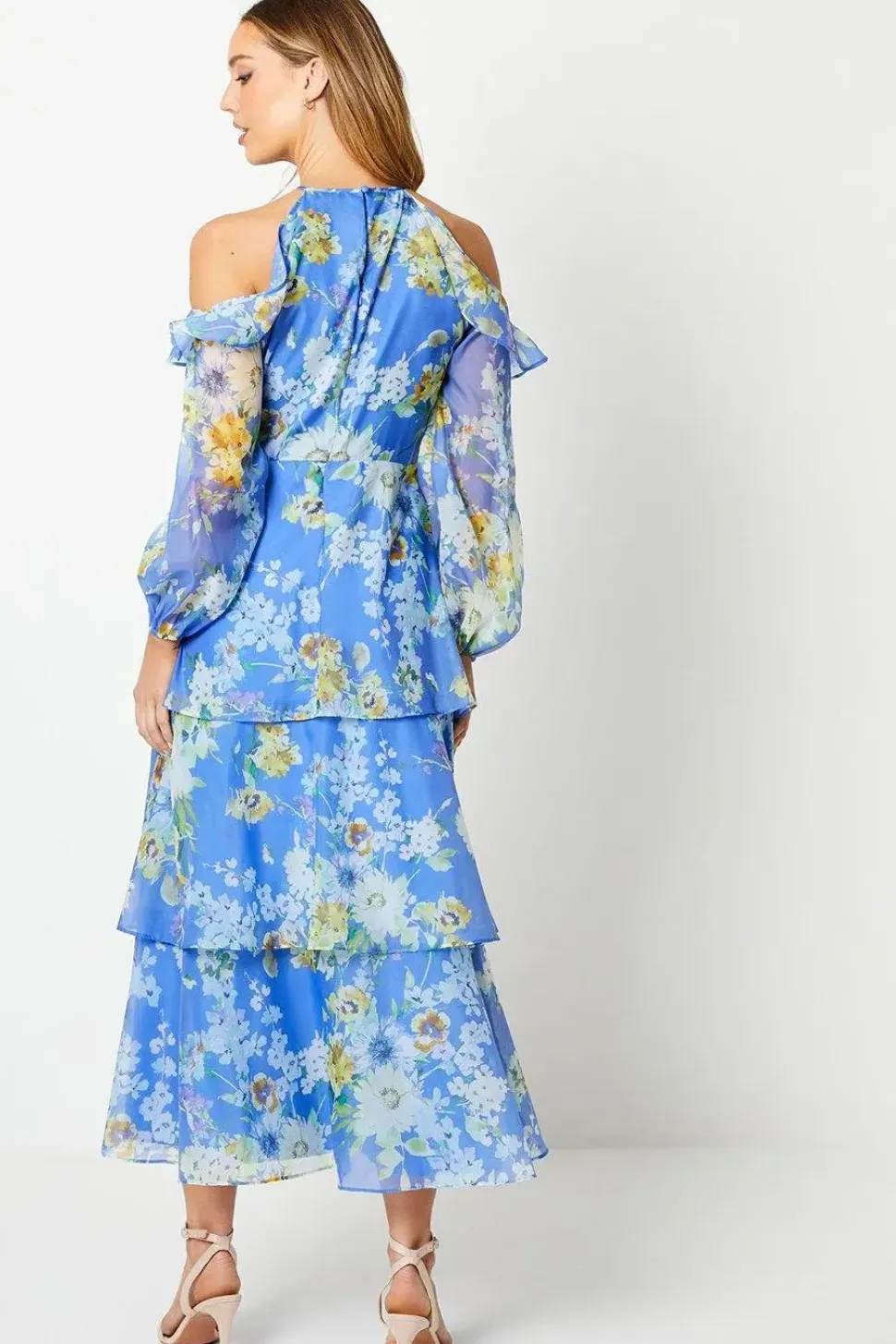 Occasion Floral Organza Tiered Midaxi Dress