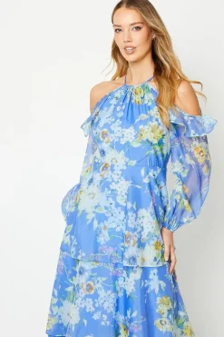 Occasion Floral Organza Tiered Midaxi Dress