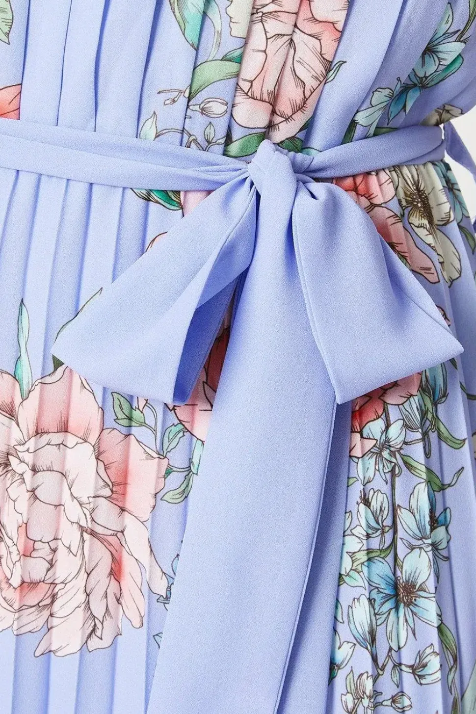 Occasion Floral Pleat Belted Midi Dress