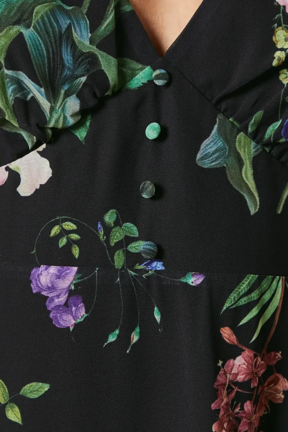 Occasion Floral Printed Button Midi Dress