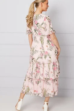 Occasion Floral Print Ruffle Midi Dress