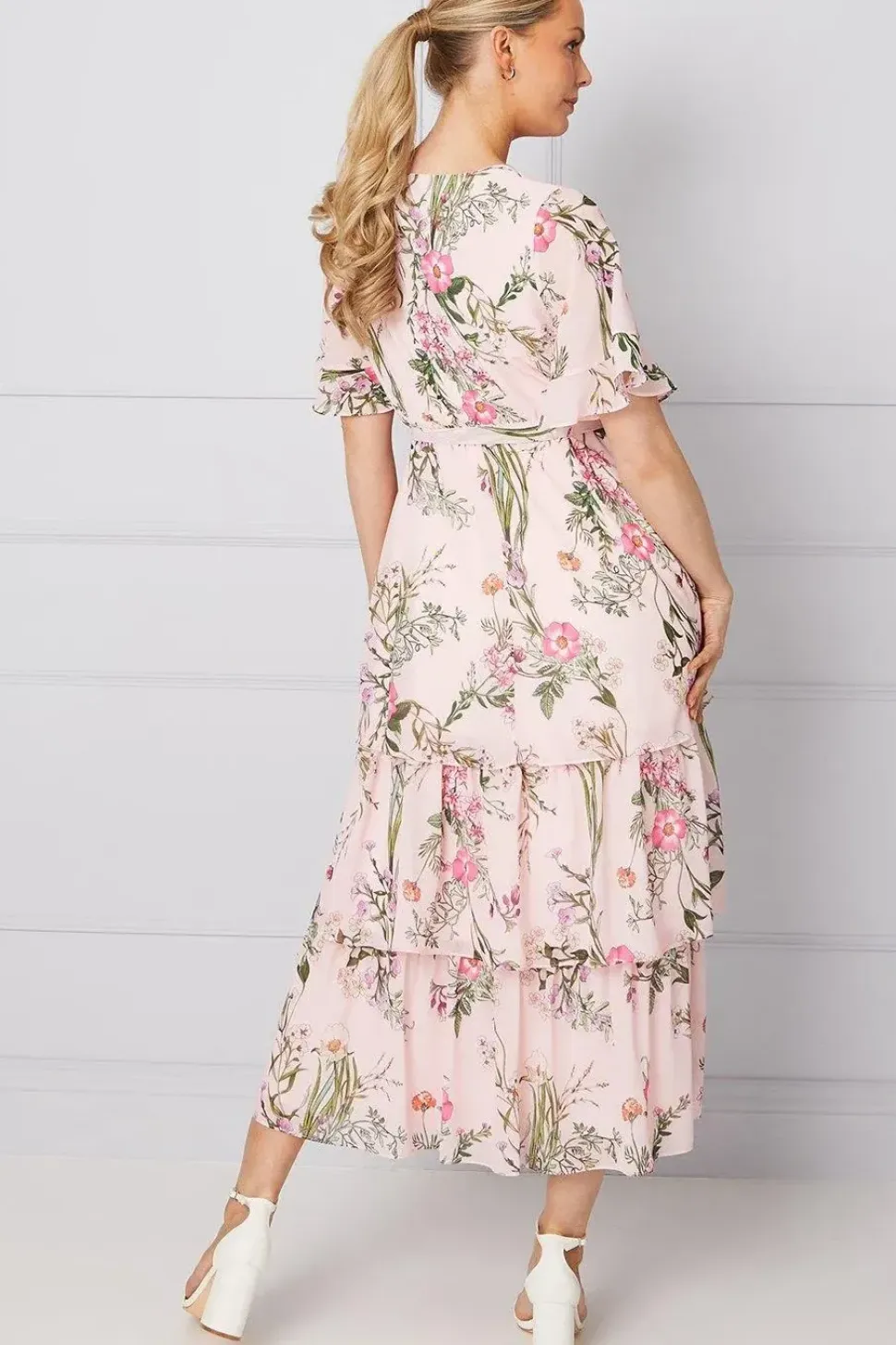 Occasion Floral Print Ruffle Midi Dress
