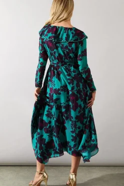 Occasion Floral Ruffle Midi Dress