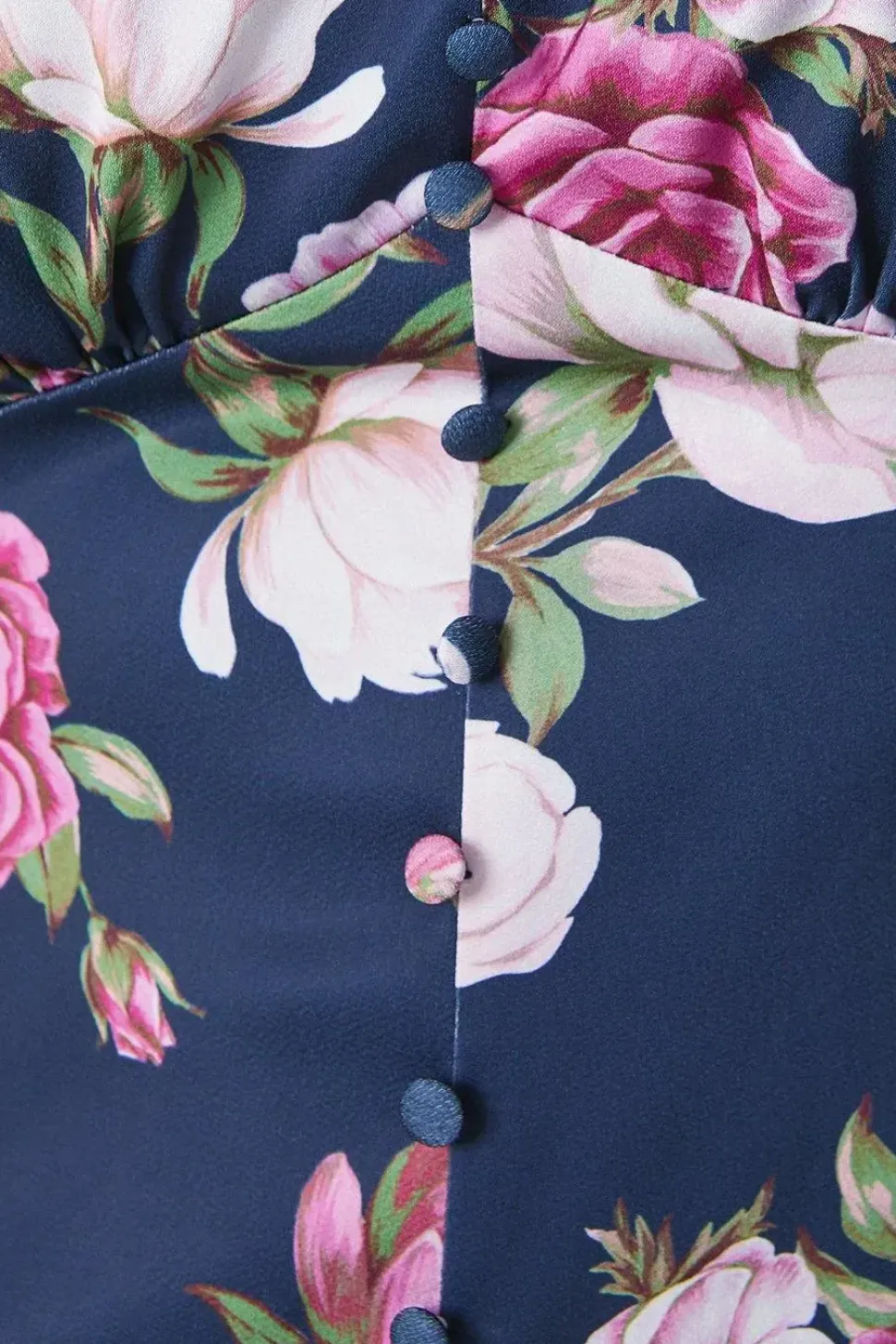 Occasion Floral Satin Button Midi Dress