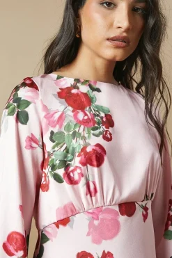 Occasion Floral Satin Cowl Bias Midaxi Dress