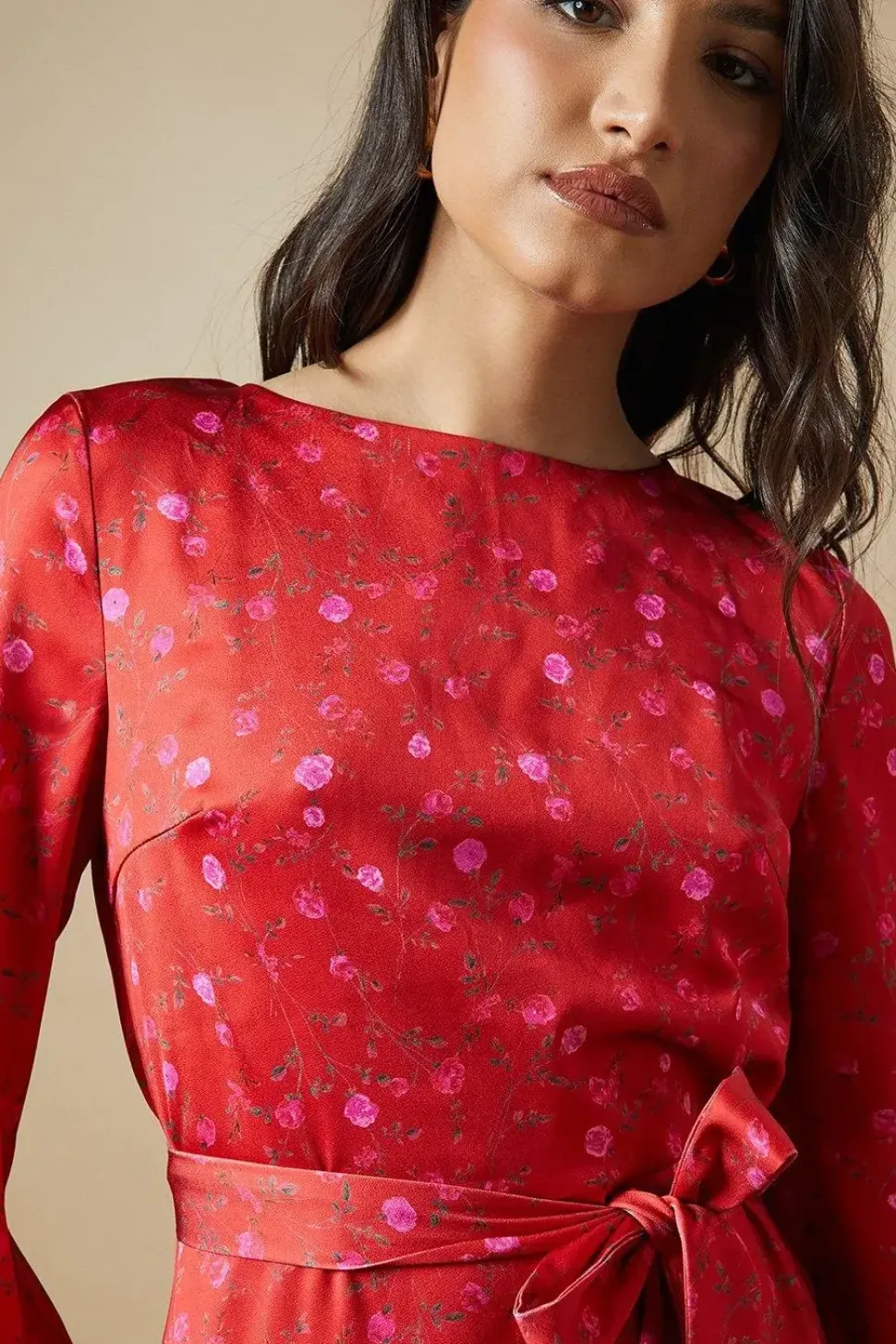 Occasion Floral Satin Cowl Mini Dress