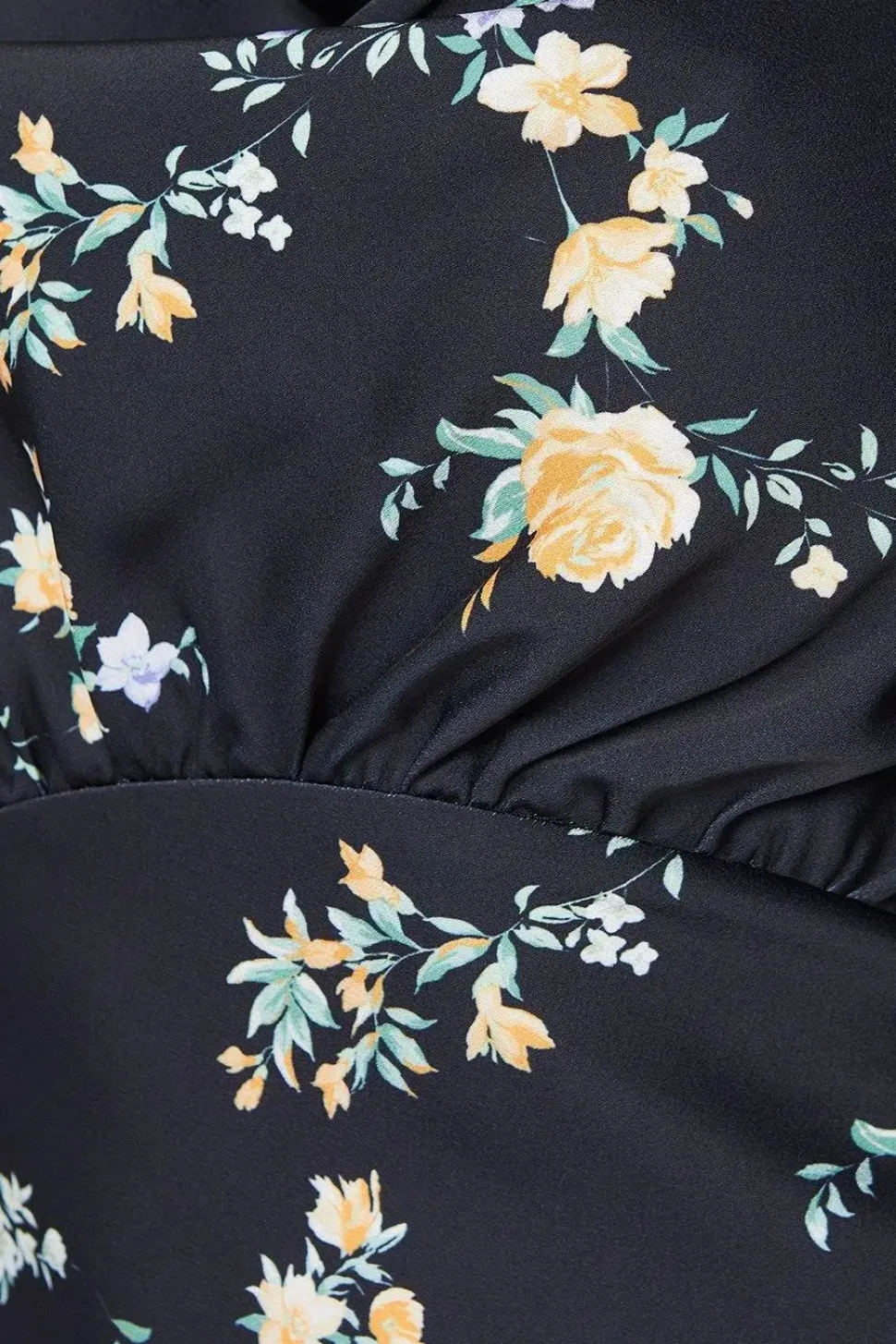 Occasion Floral Satin Cross Back Midi Dress