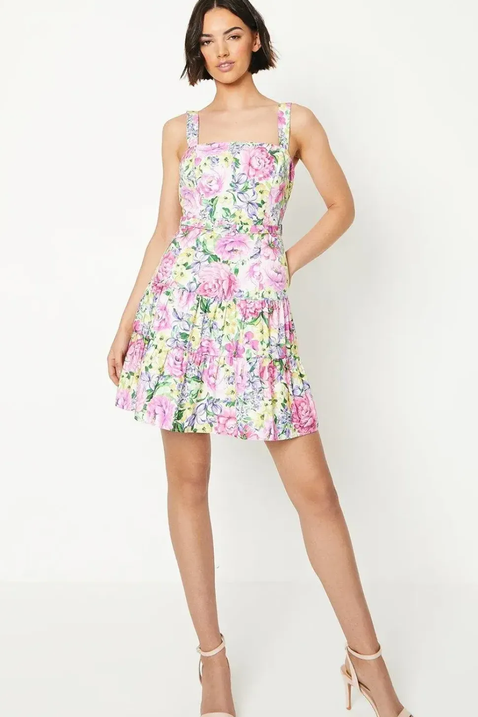 Occasion Floral Strappy Belted Mini Dress