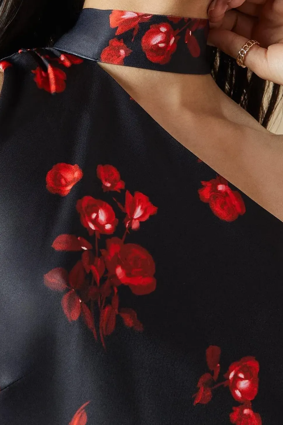 Occasion Floral Tie Neck Bias Maxi Dress