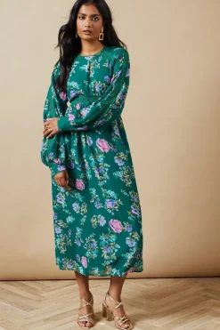 Occasion Floral Trim Insert Midaxi Dress