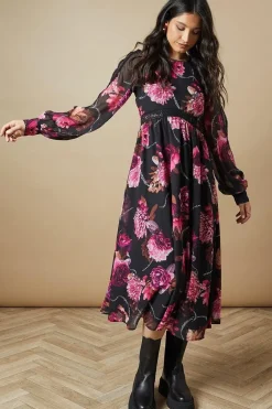 Occasion Floral Trim Insert Midaxi Dress