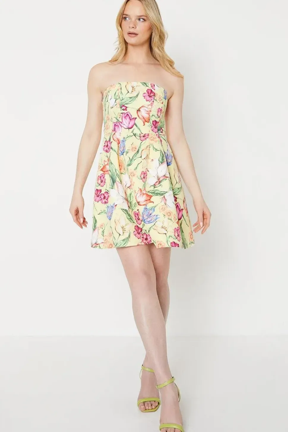 Occasion Floral Twill Strapless Mini Dress