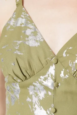 Occasion Foil Button Through Midi Dress