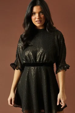 Occasion Glitter High Neck Mini Dress