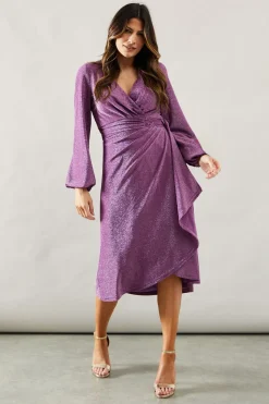 Occasion Glitter Jersey Ruffle Midi Dress