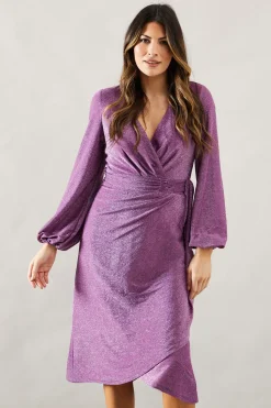Occasion Glitter Jersey Ruffle Midi Dress
