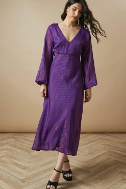 Occasion Glitter Stripe Cowl Midaxi Dress