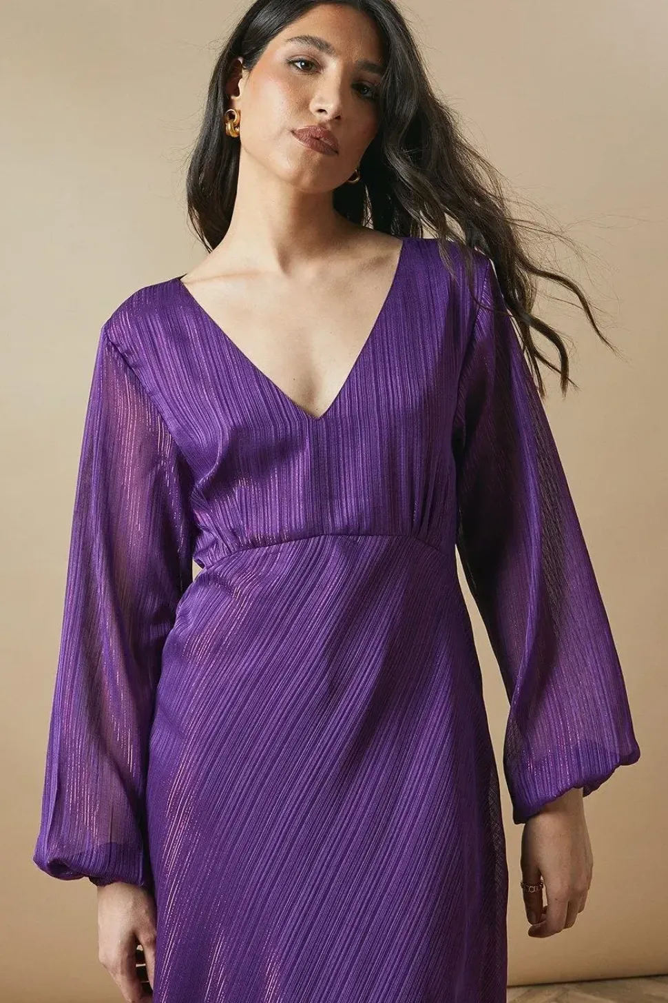Occasion Glitter Stripe Cowl Midaxi Dress